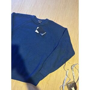 Wentworth Mens Blue Shaker Stitch Knit Raglan Crewneck Sweater Large NWT 44